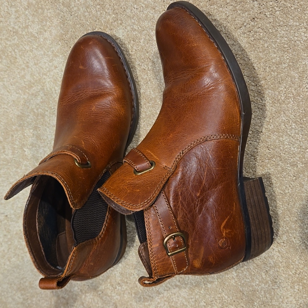 Born Cognac Leather Ankle Booties